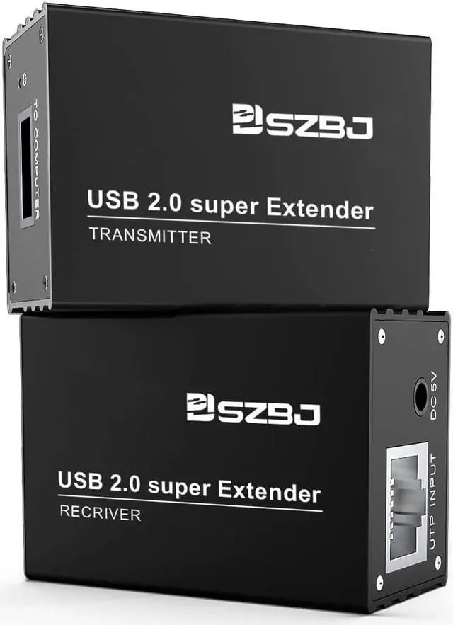 Main image of SZBJ USB Extender Over RJ45 Cat5E/6 up to 230ft Ethernet Cable Extender with Power Adapter with 2 USB2.0 Output - Full USB 2.0 Support for Keyboard, DongleMouse, Webcam, and All Operating System 102