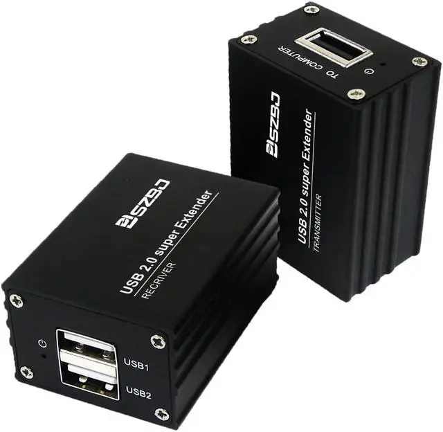 Alt view image 2 of 7 - SZBJ USB Extender Over RJ45 Cat5E/6 up to 230ft Ethernet Cable Extender with Power Adapter with 2 USB2.0 Output - Full USB 2.0 Support for Keyboard, DongleMouse, Webcam, and All Operating System 102