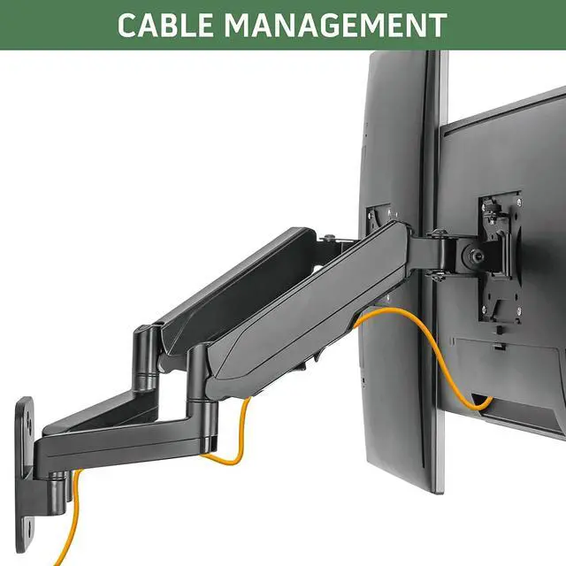 Alt view image 7 of 7 - Dual Monitor Wall Mount, Double Monitor Wall Stand for Two 17-32 inch Flat Computer Screens, Height Adjustable Gas Spring Mounted Bracket Arms Hold up to 17.6lbs, VESA 75/100