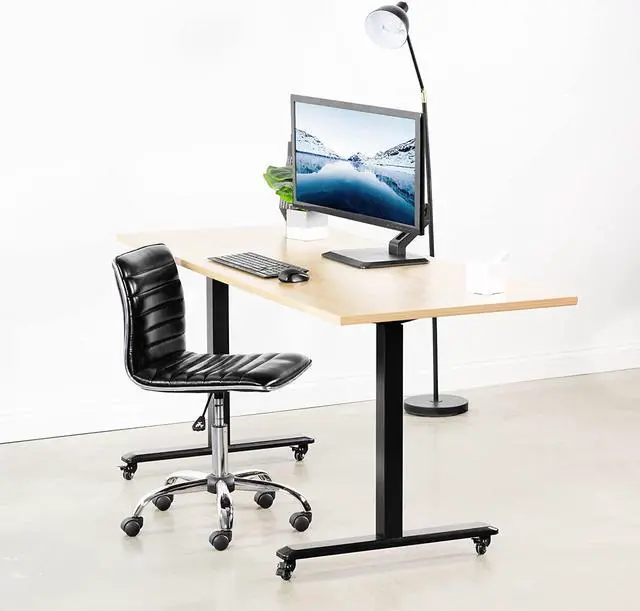 Alt view image 3 of 7 - Premium VESA Single 17 to 32 inch Computer Monitor & Touch Screen Desk Stand with Rotating Base Freestanding Pneumatic Height Adjustable Arm Mount STAND-V001R