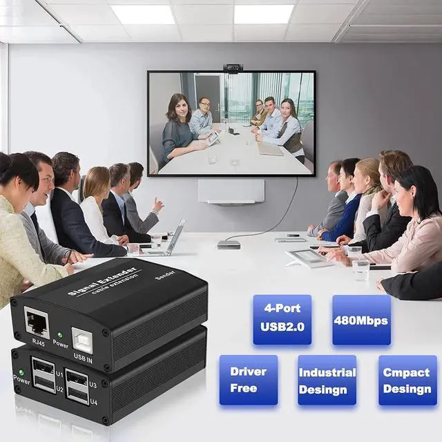 Alt view image 6 of 7 - USB 2.0 Extender up to 164ft Over Cat5e/6/7, 4 USB 2.0 Ports, USB Over Ethernet Extender RJ45, Plug and Play, No Driver, for Windows, MacOS, Android, Linux, with DC5V/2A Power Adaptor
