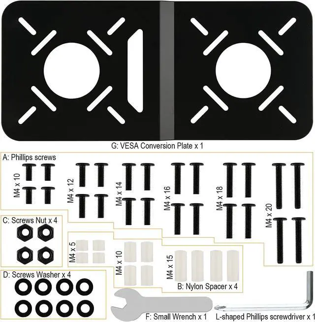 Alt view image 4 of 7 - VESA Mount Adapter Extender Bracket Universal VESA Conversion Plate Compatible with Intel NUC VESA Monitor 35 by 75 mm to 100 by 100 mm Extension Plate Holder for Mini PC CPU Computer