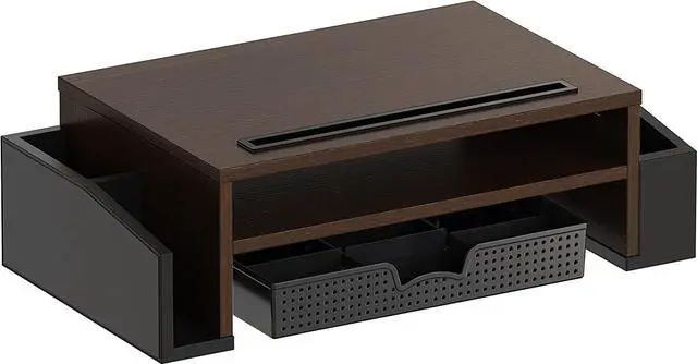 Alt view image 6 of 6 - Simple Houseware Desk Monitor Stand Riser with Adjustable Organizer tray, Espresso