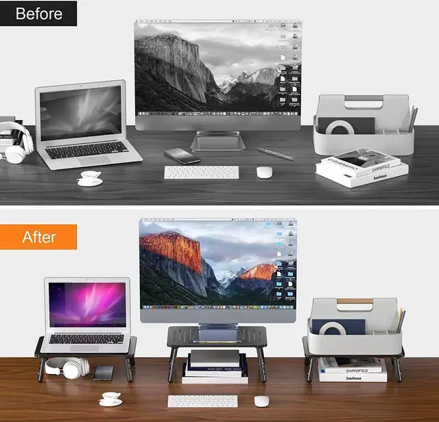 Alt view image 4 of 7 - Bracwiser Foldable Monitor Riser Metal Computer Stand for Desk 3 Height Adjustable Laptop Stand with Pen Storage, MST013