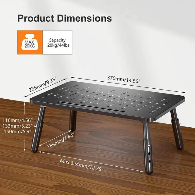 Alt view image 6 of 7 - Bracwiser Foldable Monitor Riser Metal Computer Stand for Desk 3 Height Adjustable Laptop Stand with Pen Storage, MST013