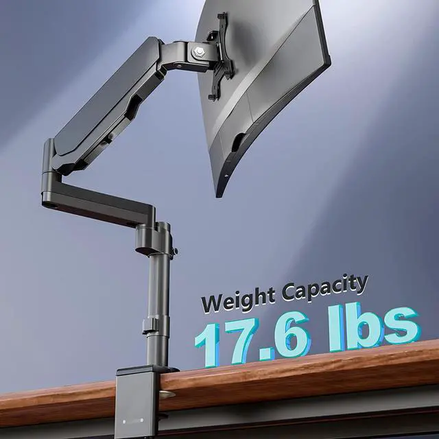 Alt view image 3 of 7 - WALI Single Monitor Mount, Computer Monitor Stand for Desk Fits 13-32 Inch, Monitor Arm Desk Mount Hold up to 17.6lbs,Gas Spring Arm Full Adjustable Monitor Stand with Clamp(GSDM001),Black