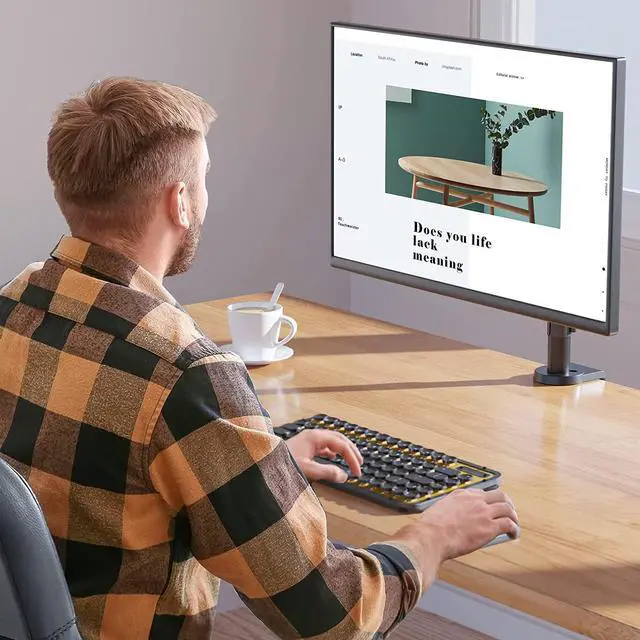 Alt view image 6 of 7 - WALI Single Monitor Mount, Computer Monitor Stand for Desk Fits 13-32 Inch, Monitor Arm Desk Mount Hold up to 17.6lbs,Gas Spring Arm Full Adjustable Monitor Stand with Clamp(GSDM001),Black