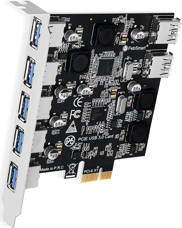 Main image of 7-Ports Superspeed 5Gbps PCIE USB 3.0 Expansion Card for Windows 11, 10, 8.x, 7, Vista, XP Desktop PCs, Built in FebSmart Self-Powered Technology, No Need Additional Power Supply (FS-U7-Pro)