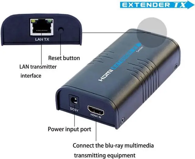 Alt view image 2 of 7 - LKV373A 1080P HDMI Extender 365ft/120M Over Single Cat5 /Cat6 /Cat7 Ethernet Network and LAN Router/Switcher for HD STB,DVD,PS3, etc Supports TCP/IP by Ethernet
