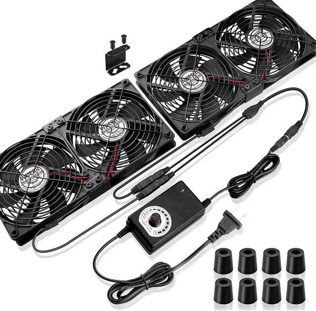 Main image of Wderair 4 x 120mm Server Rack Mount Fan 12V with 100V - 240V AC Power Variable Speed Control, High Airflow for DIY Cooling Mining Rig, AV Cabinets, Home Theater, Refrigerator, Greenhouse
