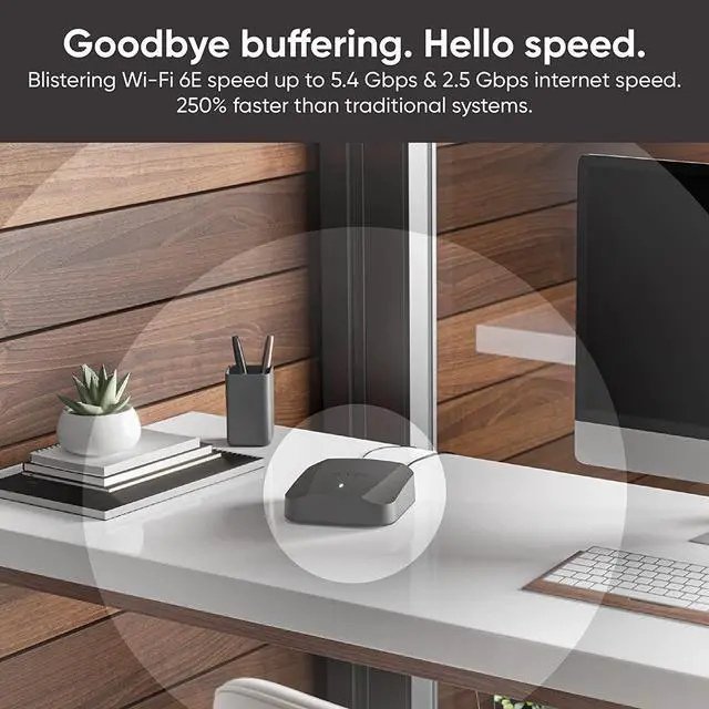 Alt view image 5 of 7 - Wyze AXE5400 Tri-Band Wi-Fi 6E Mesh Router Pro, Covers up to 2000 Sq. Ft, Replaces Legacy Routers for Whole Home Coverage, Supports Wired Backhaul, 1x1 Gbps & 2x1 Gbps Ports - 1 Pack