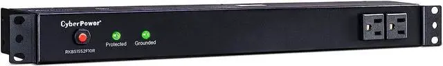 Alt view image 3 of 6 - CyberPower RKBS15S2F10R 15A 12-Outlet 1U RM Rackbar Surge Supressor