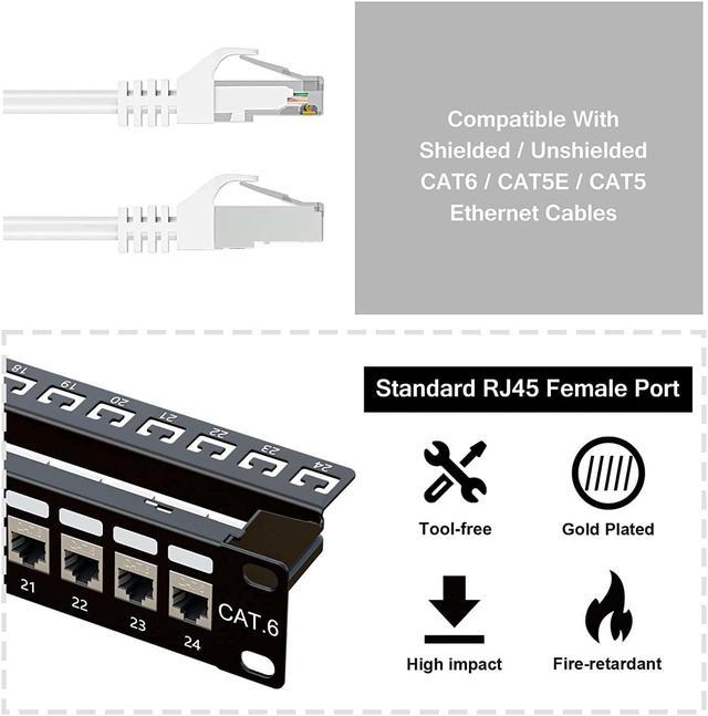 iwillink 24 Port Patch Panel, Cat6 Patch Panel, RJ45 Keystone Network Patch  Panel Rackmount or Wall Mount for Gigabit Network Switch and Other Ethernet  Devices, Welcome to consult 