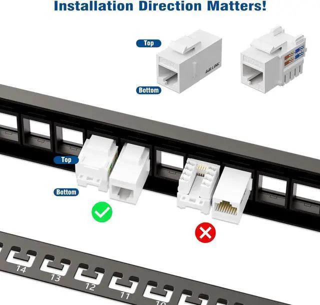 Alt view image 3 of 6 - Iwillink 24 Port Blank Keystone Patch Panel with (12-Pack) Blank Keystone Jack Inserts - 1U 19" Metal Rackmount or Wallmount Housing for Keystone Jacks/Keystone Panel, Welcome to consult