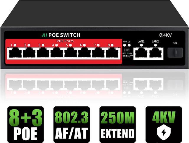STEAMEMO 26 Port Gigabit Ethernet Unmanaged PoE Switch, 24 Gigabit PoE+  Port@360W, 2 SFP Slots, Metal Casing, Fanless, 802.3AF/at, Plug and Play