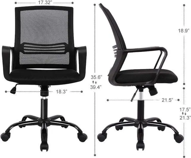 Alt view image 3 of 7 - Office Chair, Desk Chair Home Office Chair Mesh Computer Chair Ergonomic Office Chair with Lumbar Support Armrests, Mid Back Task Chair Adjustable Swivel Rolling Chair for Home Office, Living Room
