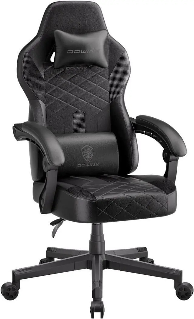 Main image of Dowinx Gaming Chair with Pocket Spring Cushion, Ergonomic Computer Chair High Back, Reclining Game Chair Pu Leather 350LBS, Black
