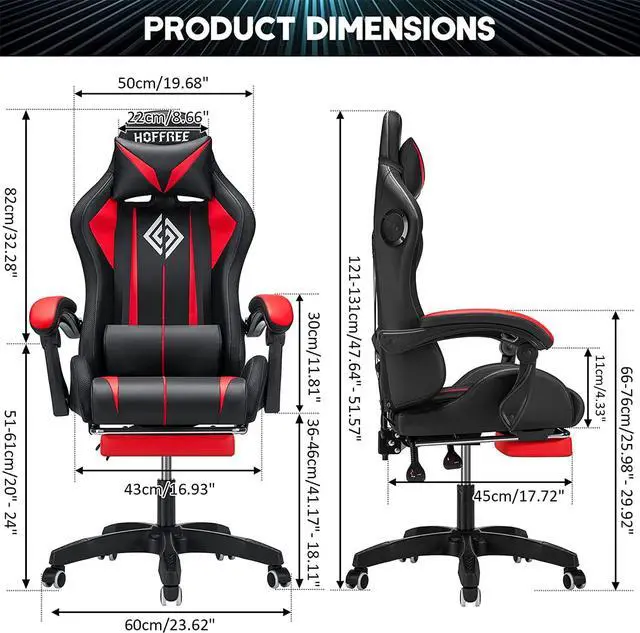 Alt view image 3 of 7 - RGB Gaming Chair with Bluetooth Speakers and LED Lights Ergonomic Massage Computer Game Chair with Footrest High Back Music Video Game Chair with Lumbar Support Red and Black