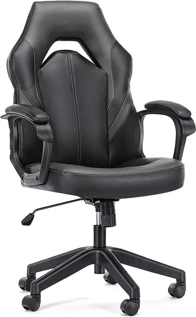 Main image of OLIXIS Computer Gaming PU Leather Ergonomic Office Swivel Desk Lumbar Support, Executive Chair with Padded Armrest and Seat Cushion for Adults, Grey