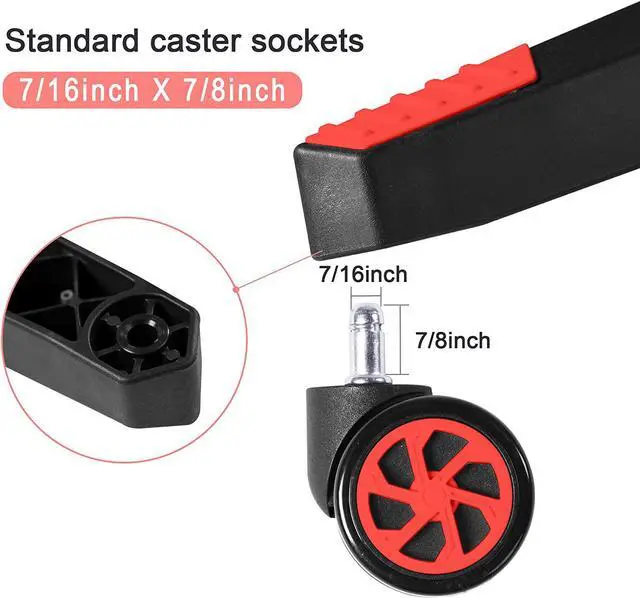Alt view image 6 of 7 - Frassie 28 inch Nylon Gaming Chair Base Replacement with 5 Casters, Heavy Duty Office Chair Base Part