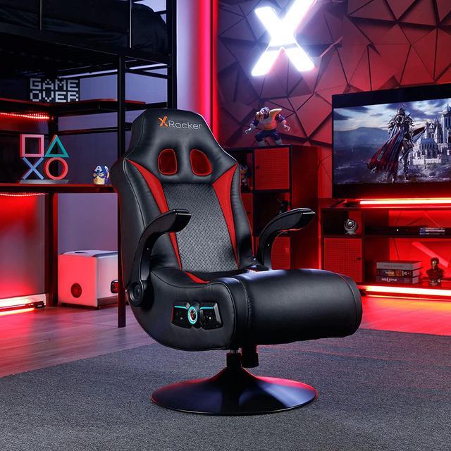 Alt view image 4 of 7 - X Rocker, 5125401, Vibe 2.1 Bluetooth Pedestal Gaming Chair, 33.2 x 24 x 39.7, Black/Red