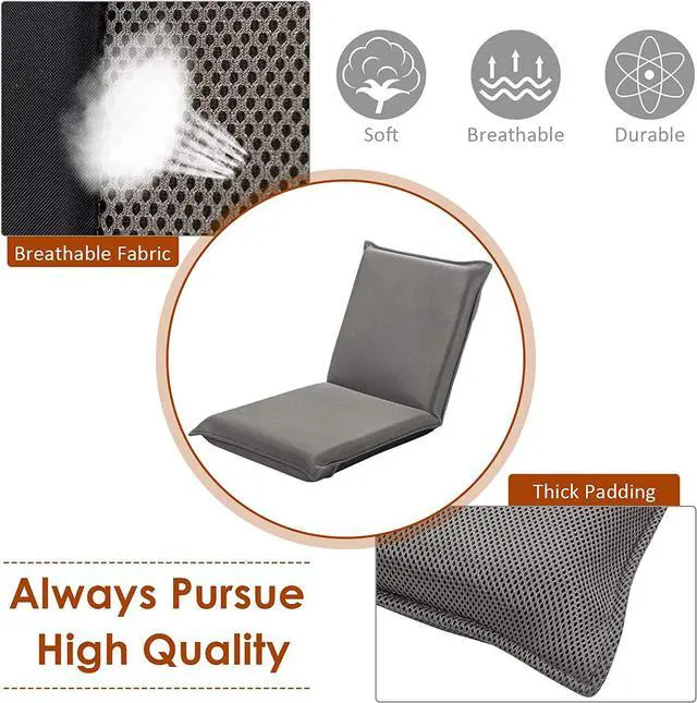 Alt view image 6 of 7 - Giantex Floor Chair with Back Support, 6 Adjustable Position, Gaming Chair Floor, Folding Sofa Chair, Padded Sleeper Bed, Video Game Chairs for Meditation Reading Watching TV, Floor Gaming Chair, Grey