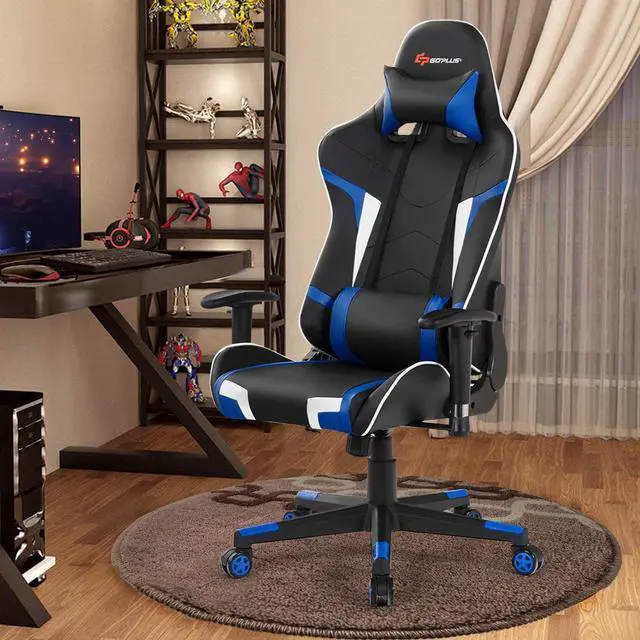 Alt view image 2 of 7 - Goplus Gaming Chair - Racing Style, High Back PU Leather, Adjustable Arms & Headrest, Ergonomic Reclining Game Chair with Rolling Swivel Base
