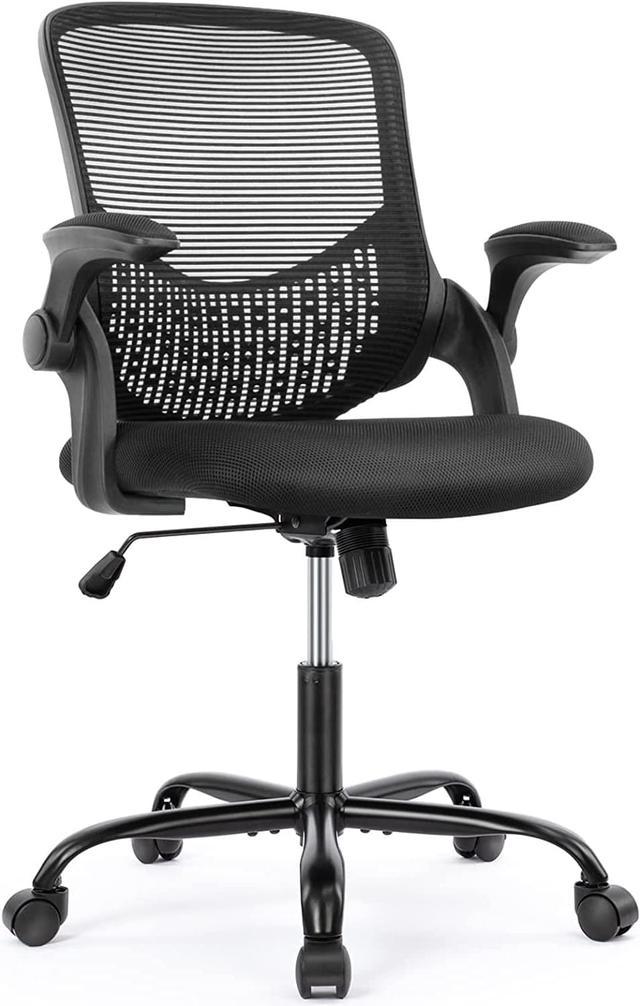 Office Chair Ergonomic Desk Chair Comfort Adjustable Height with  Wheels，Lumbar Support Mesh Swivel Computer Home Office Study Task Chair  Black