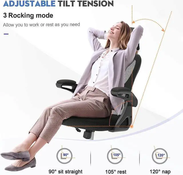 Alt view image 5 of 7 - Office Chair - Ergonomic Desk Chair with Adjustable 2D Headrest &Lumbar &Armrest, Tilting &Height Adjustment Home Office Desk Chairs