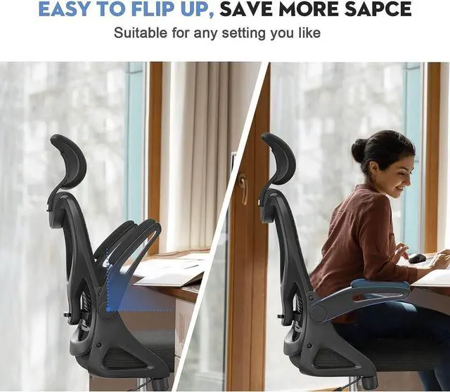 Alt view image 6 of 7 - Office Chair - Ergonomic Desk Chair with Adjustable 2D Headrest &Lumbar &Armrest, Tilting &Height Adjustment Home Office Desk Chairs