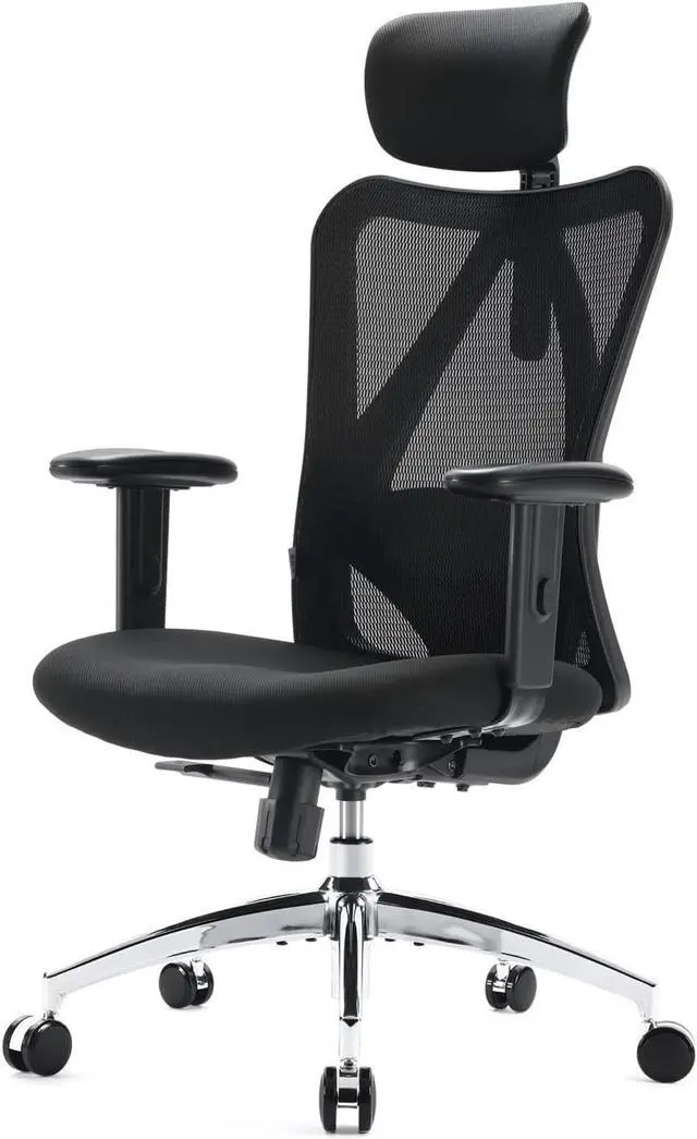 Main image of M18 Ergonomic Office Chair for Big and Tall People Adjustable Headrest with 2D Armrest Lumbar Support and PU Wheels Swivel Tilt Function Black