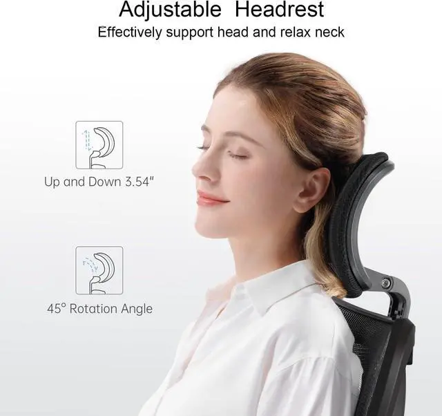 Alt view image 2 of 7 - SIHOO M18 Ergonomic Office Chair for Big and Tall People Adjustable Headrest with 2D Armrest Lumbar Support and PU Wheels Swivel Tilt Function Black