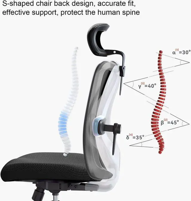 Alt view image 6 of 7 - M18 Ergonomic Office Chair for Big and Tall People Adjustable Headrest with 2D Armrest Lumbar Support and PU Wheels Swivel Tilt Function Black