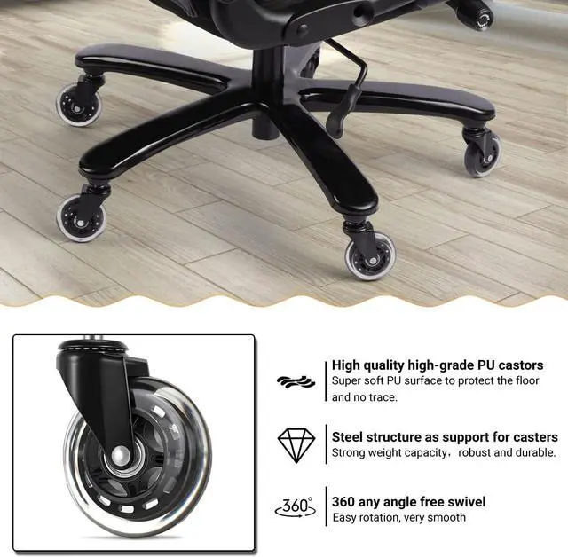 Alt view image 4 of 7 - 400lbs Big and Tall Office Chair Wide Spring Seat Executive Office Chair Back Support Home Office Desk Chair for Heavy People Computer PU Leather Chair with Heavy Duty Casters 360 Swivel Chair (Brown)