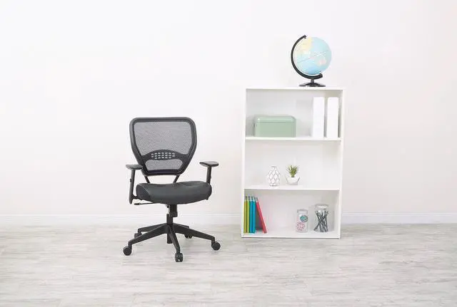 Alt view image 2 of 7 - SPACE Seating Professional AirGrid Dark Back and Padded Black Eco Leather Seat, 2-to-1 Synchro Tilt Control, Adjustable Arms and Tilt Tension with Nylon Base Managers Chair
