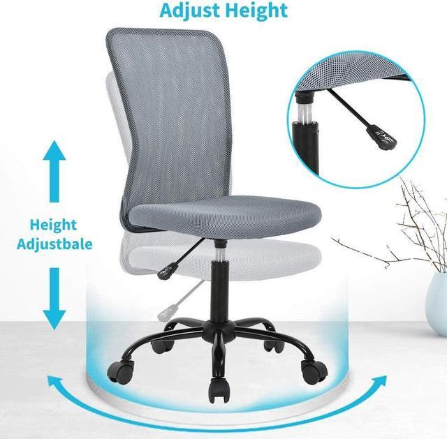 Alt view image 3 of 7 - Ergonomic Desk Chair Mid Back Mesh Chair Height Adjustable Office Chair, Home Office Chair Modern Task Computer Chair No Armrest Executive Rolling Swivel Chair with Casters (Grey)