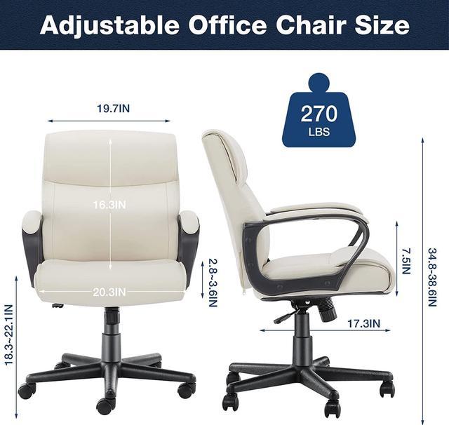 Executive Office Chair Computer Desk Chair with Padded Armrests, Ergonomic Chair Mid Back Lumbar Support and Adjustable Height & Tilt Angle Home Offic