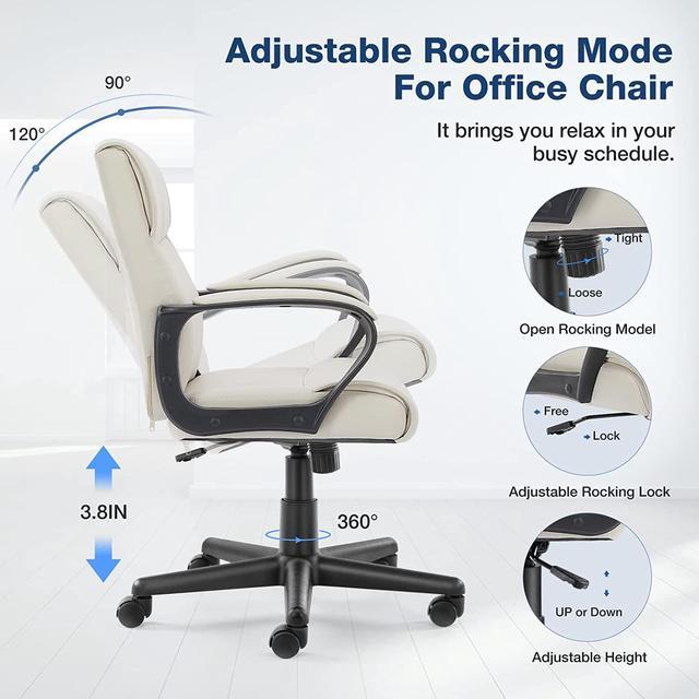 Executive Office Chair Computer Desk Chair with Padded Armrests, Ergonomic Chair Mid Back Lumbar Support and Adjustable Height & Tilt Angle Home Offic