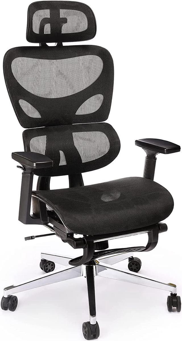 Laziiey Ergonomic Office Chair with Footrest, Home Desk Chairs with Mesh  Seat, High Back Computer Chair with Adjustable Arms Headrest Height for Office  Home Work 