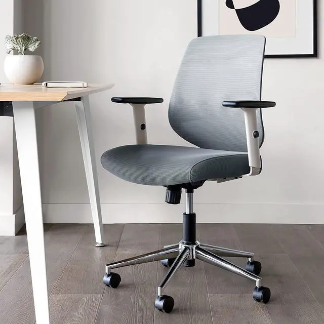 Alt view image 2 of 6 - Branch Daily Chair - Computer Office Chair with Swivel, Lumbar Rest, and Adjustable Armrests - Sustainable, Stylish Mesh, & Adjustable Armrests - Comfortable Seating for Improved Posture - Slate