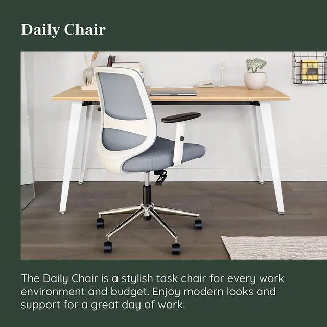 Alt view image 4 of 6 - Branch Daily Chair - Computer Office Chair with Swivel, Lumbar Rest, and Adjustable Armrests - Sustainable, Stylish Mesh, & Adjustable Armrests - Comfortable Seating for Improved Posture - Slate