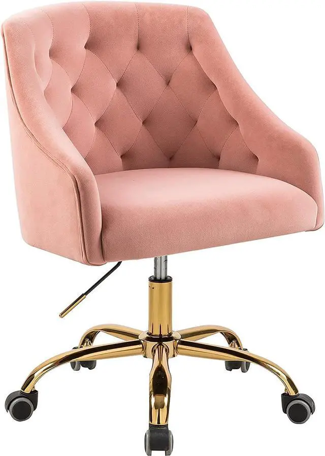 Alt view image 4 of 7 - Sepnine Large Velvet Fabric Swivel Task Chair for Home Office Ergonomic Comfortable Chair - Girls Lovely with Gold Frame for Girls M-6030, Welcome to consult