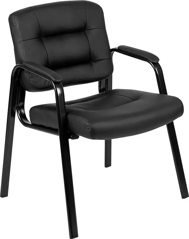 Main image of Flash Furniture Darwin Flash Fundamentals LeatherSoft Executive Reception Chair, Modern Tufted Lounge Chair for Living Room or Office, Black