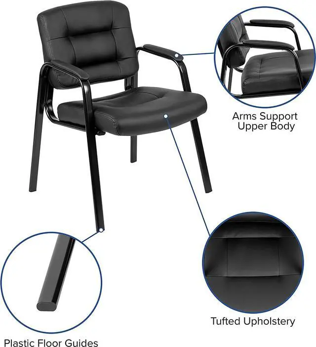 Alt view image 4 of 7 - Flash Furniture Darwin Flash Fundamentals LeatherSoft Executive Reception Chair, Modern Tufted Lounge Chair for Living Room or Office, Black