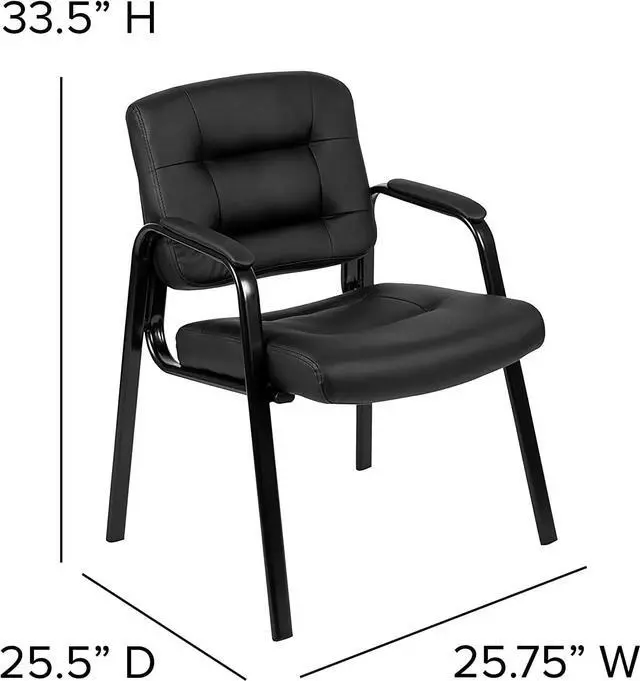 Alt view image 3 of 7 - Flash Furniture Darwin Flash Fundamentals LeatherSoft Executive Reception Chair, Modern Tufted Lounge Chair for Living Room or Office, Black