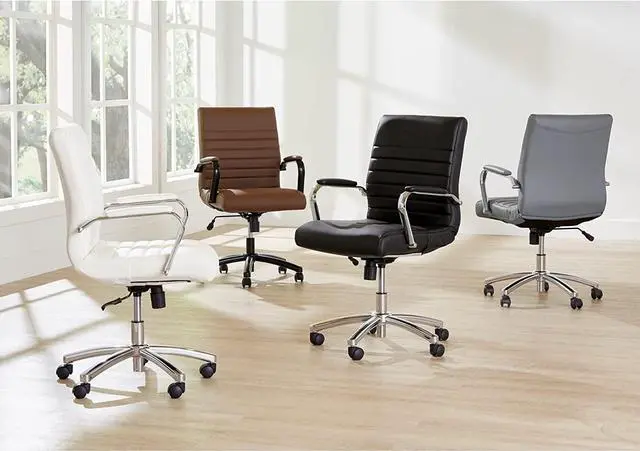 Alt view image 2 of 7 - Realspace® Modern Comfort Series Winsley Bonded Leather Mid-Back Chair, Gray