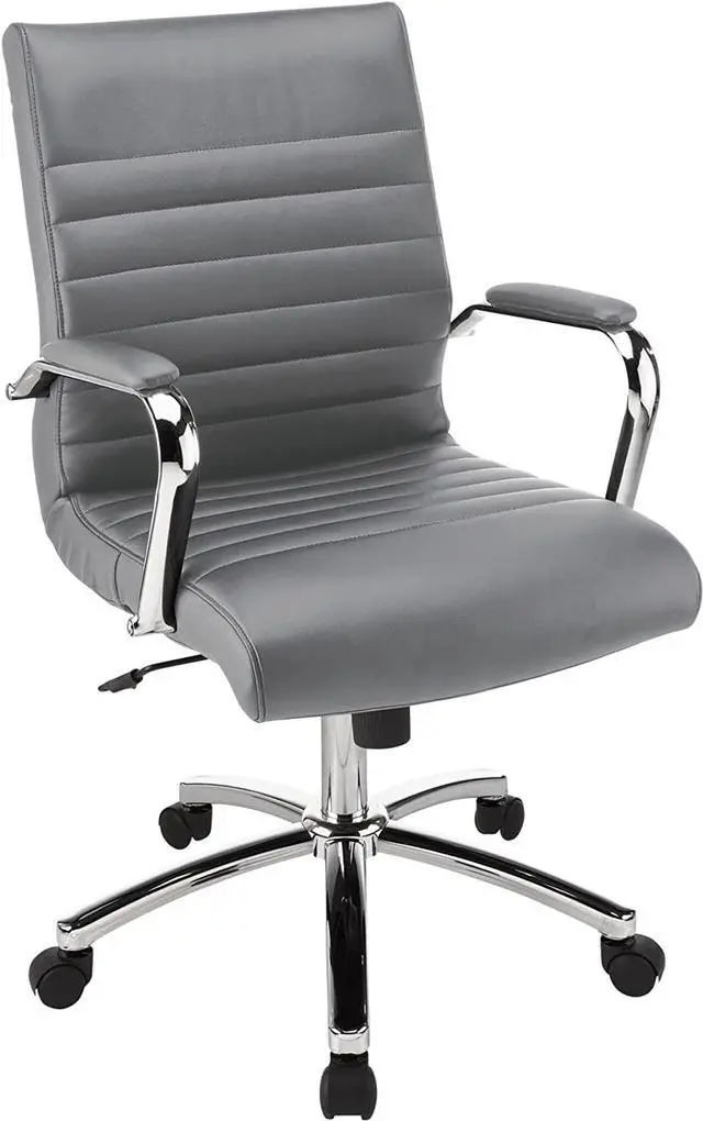 Alt view image 4 of 7 - Realspace® Modern Comfort Series Winsley Bonded Leather Mid-Back Chair, Gray