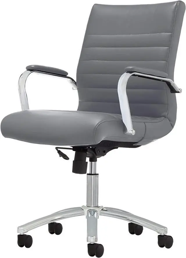 Alt view image 5 of 7 - Realspace® Modern Comfort Series Winsley Bonded Leather Mid-Back Chair, Gray