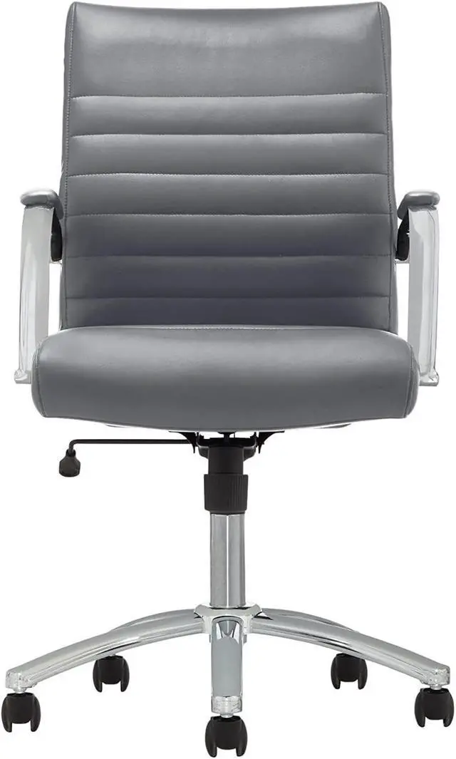 Alt view image 6 of 7 - Realspace® Modern Comfort Series Winsley Bonded Leather Mid-Back Chair, Gray
