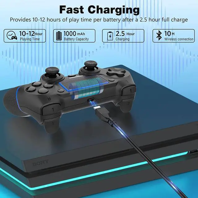Alt view image 2 of 7 - Y Team Wireless Controller for PS4, Wireless PS4 Gaming Controller USB Gamepad Joypad Controller with Dual-Vibration for PS4/ Slim/Pro/PC(Win 7/8/10)